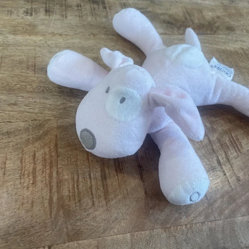 OBAIBI France Doudou Dog Puppy Pink White Lovey  SOFT TOY